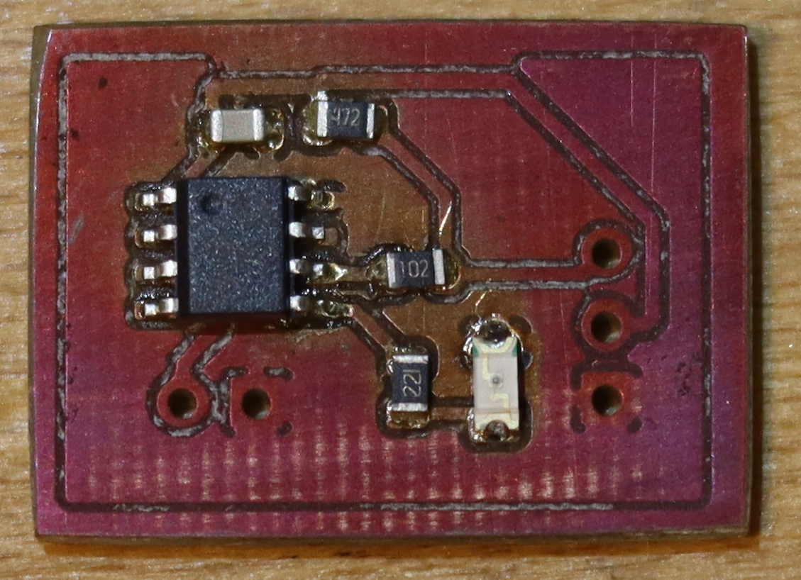 Milled PCB after reflow